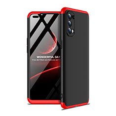 Custodia Plastica Rigida Cover Opaca Fronte e Retro 360 Gradi per Oppo Reno4 4G Rosso e Nero