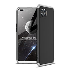 Custodia Plastica Rigida Cover Opaca Fronte e Retro 360 Gradi per Oppo Reno4 F Argento e Nero