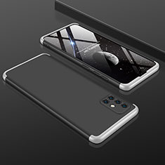 Custodia Plastica Rigida Cover Opaca Fronte e Retro 360 Gradi per Samsung Galaxy A51 5G Argento e Nero