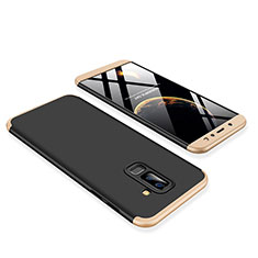 Custodia Plastica Rigida Cover Opaca Fronte e Retro 360 Gradi per Samsung Galaxy A6 Plus (2018) Oro e Nero