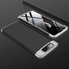 Custodia Plastica Rigida Cover Opaca Fronte e Retro 360 Gradi per Samsung Galaxy A80 Argento e Nero