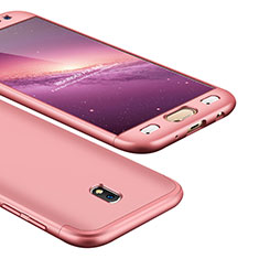 Custodia Plastica Rigida Cover Opaca Fronte e Retro 360 Gradi per Samsung Galaxy J5 (2017) SM-J750F Oro Rosa