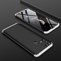 Custodia Plastica Rigida Cover Opaca Fronte e Retro 360 Gradi per Samsung Galaxy M31 Argento e Nero