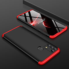 Custodia Plastica Rigida Cover Opaca Fronte e Retro 360 Gradi per Samsung Galaxy M31 Rosso e Nero