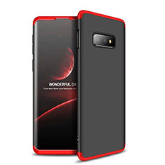 Custodia Plastica Rigida Cover Opaca Fronte e Retro 360 Gradi per Samsung Galaxy S10e Rosso e Nero