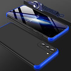 Custodia Plastica Rigida Cover Opaca Fronte e Retro 360 Gradi per Samsung Galaxy S21 FE 5G Blu e Nero