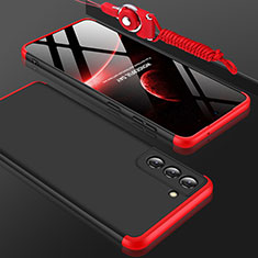 Custodia Plastica Rigida Cover Opaca Fronte e Retro 360 Gradi per Samsung Galaxy S21 FE 5G Rosso e Nero