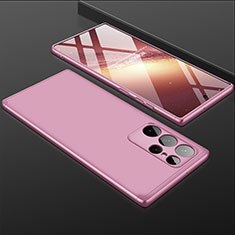 Custodia Plastica Rigida Cover Opaca Fronte e Retro 360 Gradi per Samsung Galaxy S21 Ultra 5G Oro Rosa