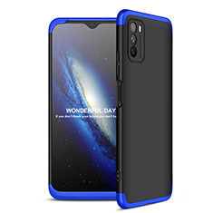 Custodia Plastica Rigida Cover Opaca Fronte e Retro 360 Gradi per Xiaomi Poco M3 Blu e Nero