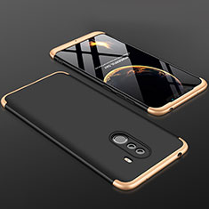 Custodia Plastica Rigida Cover Opaca Fronte e Retro 360 Gradi per Xiaomi Pocophone F1 Oro e Nero