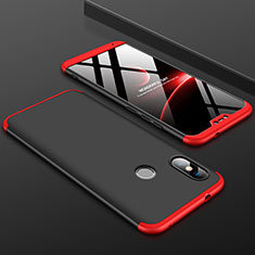 Custodia Plastica Rigida Cover Opaca Fronte e Retro 360 Gradi per Xiaomi Redmi 6 Pro Rosso e Nero