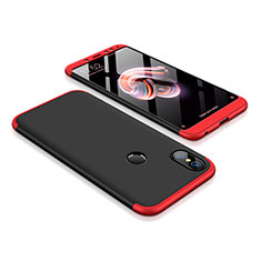 Custodia Plastica Rigida Cover Opaca Fronte e Retro 360 Gradi per Xiaomi Redmi Note 5 AI Dual Camera Rosso e Nero