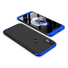 Custodia Plastica Rigida Cover Opaca Fronte e Retro 360 Gradi per Xiaomi Redmi Note 5 Pro Blu e Nero