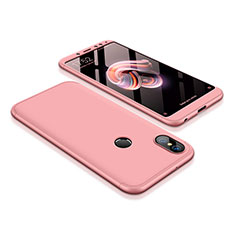 Custodia Plastica Rigida Cover Opaca Fronte e Retro 360 Gradi per Xiaomi Redmi Note 5 Pro Oro Rosa
