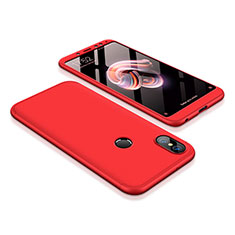 Custodia Plastica Rigida Cover Opaca Fronte e Retro 360 Gradi per Xiaomi Redmi Note 5 Pro Rosso