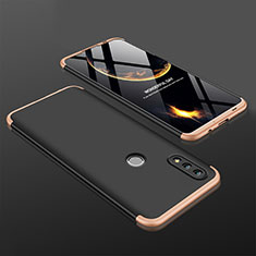 Custodia Plastica Rigida Cover Opaca Fronte e Retro 360 Gradi Q01 per Huawei Honor 10 Lite Oro e Nero
