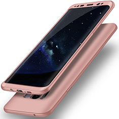 Custodia Plastica Rigida Cover Opaca Fronte e Retro 360 Gradi Q02 per Samsung Galaxy S8 Oro Rosa