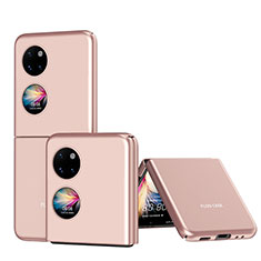 Custodia Plastica Rigida Cover Opaca Fronte e Retro 360 Gradi QH1 per Huawei P50 Pocket Oro Rosa