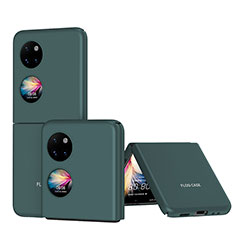 Custodia Plastica Rigida Cover Opaca Fronte e Retro 360 Gradi QH1 per Huawei P50 Pocket Verde