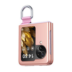 Custodia Plastica Rigida Cover Opaca Fronte e Retro 360 Gradi QH2 per Oppo Find N3 Flip 5G Oro Rosa