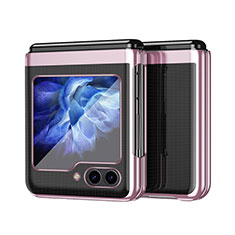 Custodia Plastica Rigida Cover Opaca Fronte e Retro 360 Gradi QH2 per Samsung Galaxy Z Flip5 5G Oro Rosa