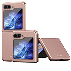Custodia Plastica Rigida Cover Opaca Fronte e Retro 360 Gradi QH4 per Samsung Galaxy Z Flip5 5G Oro Rosa