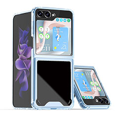 Custodia Plastica Rigida Cover Opaca Fronte e Retro 360 Gradi QW1 per Samsung Galaxy Z Flip5 5G Cielo Blu