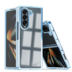 Custodia Plastica Rigida Cover Opaca Fronte e Retro 360 Gradi QW1 per Samsung Galaxy Z Fold5 5G Cielo Blu