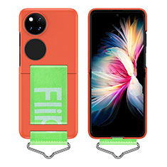 Custodia Plastica Rigida Cover Opaca Fronte e Retro 360 Gradi Z01L per Huawei P60 Pocket Arancione