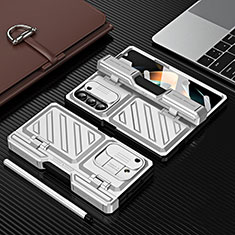 Custodia Plastica Rigida Cover Opaca Fronte e Retro 360 Gradi ZL6 per Samsung Galaxy Z Fold5 5G Argento