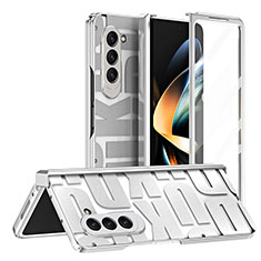Custodia Plastica Rigida Cover Opaca Fronte e Retro 360 Gradi ZL7 per Samsung Galaxy Z Fold5 5G Argento