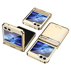 Custodia Plastica Rigida Cover Opaca Fronte e Retro 360 Gradi ZL9 per Samsung Galaxy Z Flip5 5G Oro