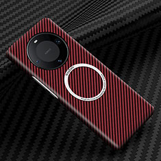 Custodia Plastica Rigida Cover Opaca Spigato con Mag-Safe Magnetic per Huawei Mate 60 Pro+ Plus Rosso