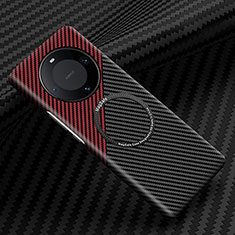 Custodia Plastica Rigida Cover Opaca Spigato con Mag-Safe Magnetic per Huawei Mate 60 Pro+ Plus Rosso e Nero