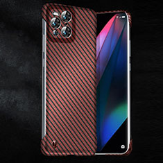 Custodia Plastica Rigida Cover Opaca Spigato per Oppo Find X3 Pro 5G Rosso