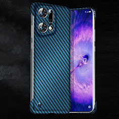 Custodia Plastica Rigida Cover Opaca Spigato T01 per Oppo Find X5 Pro 5G Blu