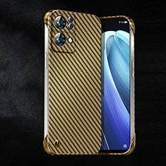 Custodia Plastica Rigida Cover Opaca Spigato T01 per Oppo Reno7 Pro 5G Oro