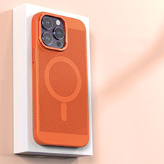 Custodia Plastica Rigida Cover Perforato con Mag-Safe Magnetic per Apple iPhone 15 Pro Arancione