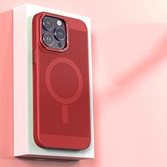 Custodia Plastica Rigida Cover Perforato con Mag-Safe Magnetic per Apple iPhone 15 Pro Rosso