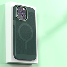 Custodia Plastica Rigida Cover Perforato con Mag-Safe Magnetic per Apple iPhone 15 Pro Verde