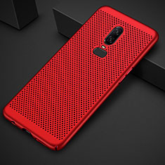 Custodia Plastica Rigida Cover Perforato per OnePlus 6 Rosso