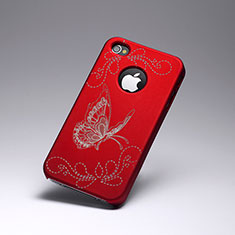 Custodia Plastica Rigida Farfalle per Apple iPhone 4S Rosso