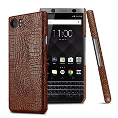 Custodia Plastica Rigida In Pelle per Blackberry KEYone Marrone