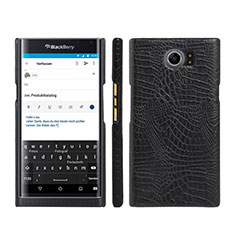 Custodia Plastica Rigida In Pelle per Blackberry Priv Nero