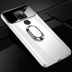 Custodia Plastica Rigida Laterale Cover Opaca 360 Gradi con Magnetico Anello Supporto per Huawei Mate 20 Bianco