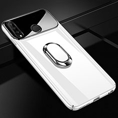 Custodia Plastica Rigida Laterale Cover Opaca 360 Gradi con Magnetico Anello Supporto per Huawei P30 Lite Bianco
