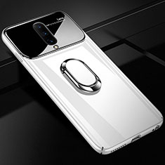 Custodia Plastica Rigida Laterale Cover Opaca 360 Gradi con Magnetico Anello Supporto per OnePlus 7 Pro Bianco
