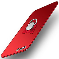 Custodia Plastica Rigida Opaca con Anello Supporto A02 per Huawei P10 Rosso