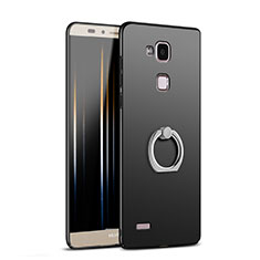 Custodia Plastica Rigida Opaca con Anello Supporto A03 per Huawei Mate 7 Nero