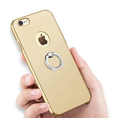 Custodia Plastica Rigida Opaca con Anello Supporto per Apple iPhone 6S Plus Oro